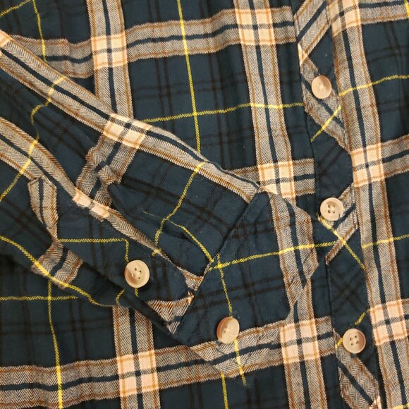 Croft & Barrow Petite XS Long Sleeve Button Shirt Plaid Shirt Dark Teal - Picture 4 of 8